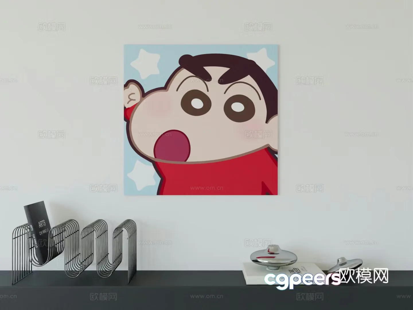 Modern minimalist cute cartoon character boy room girl room hanging painting 3d model