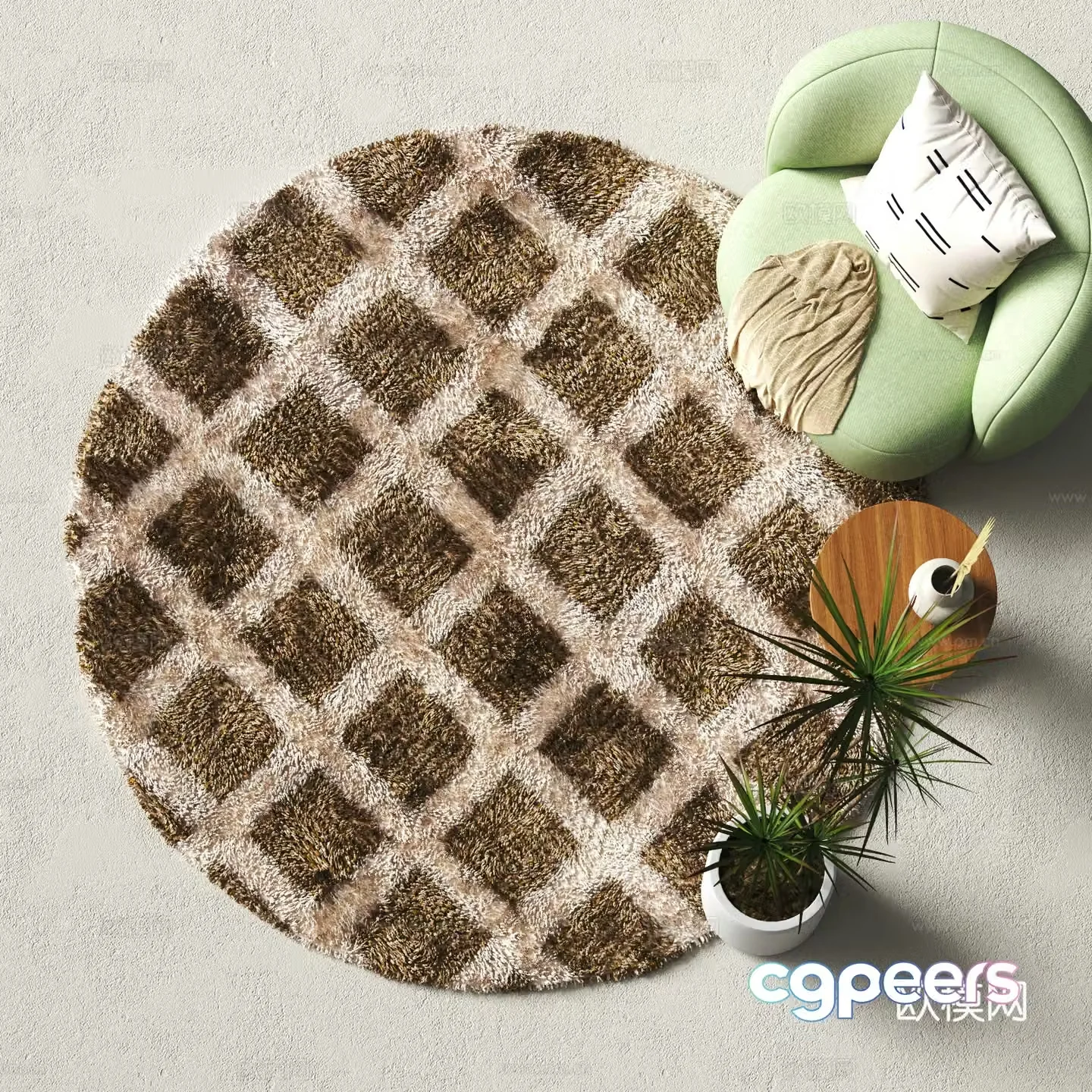 Modern round carpet 3d model