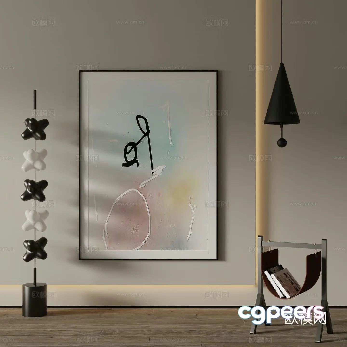 Modern decorative painting Abstract simple drawing 3d model