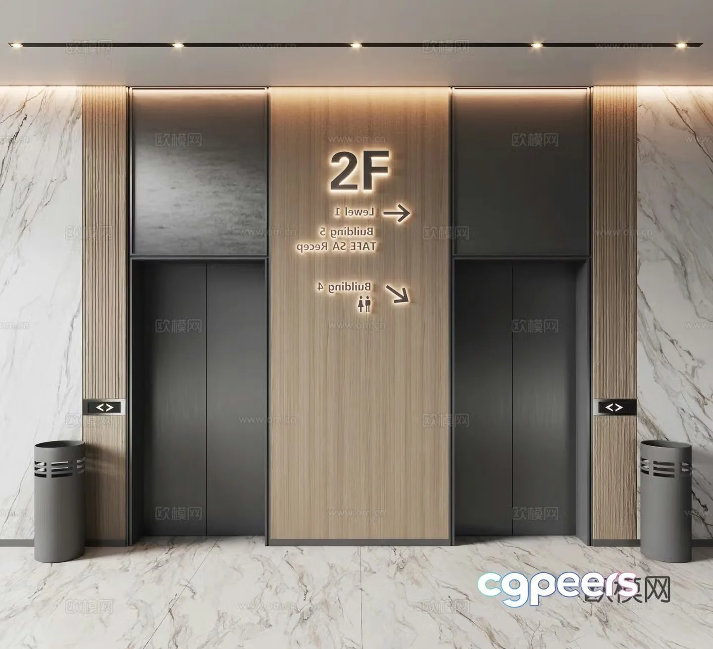 Modern elevator room 3d model