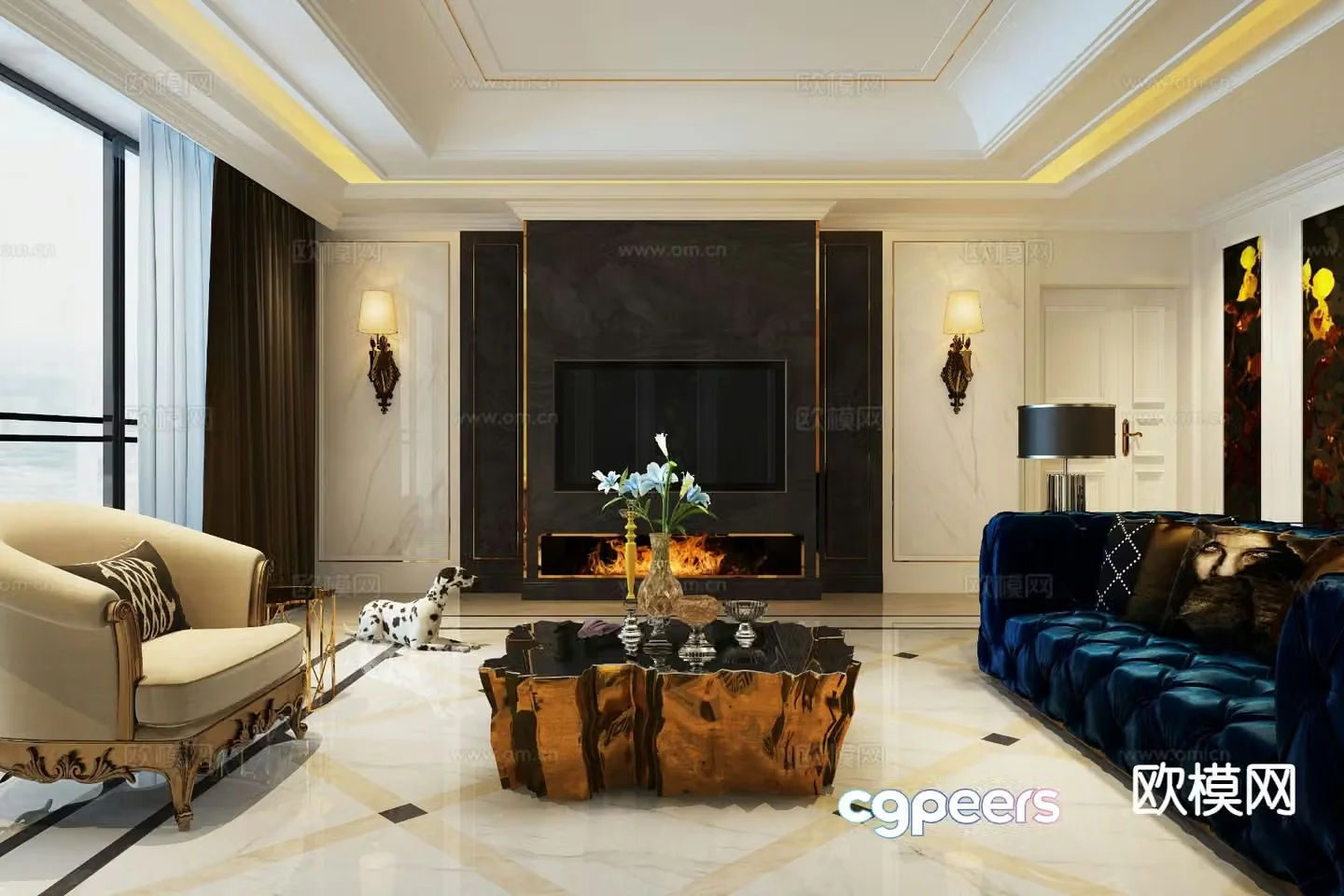 European style living room 3d model