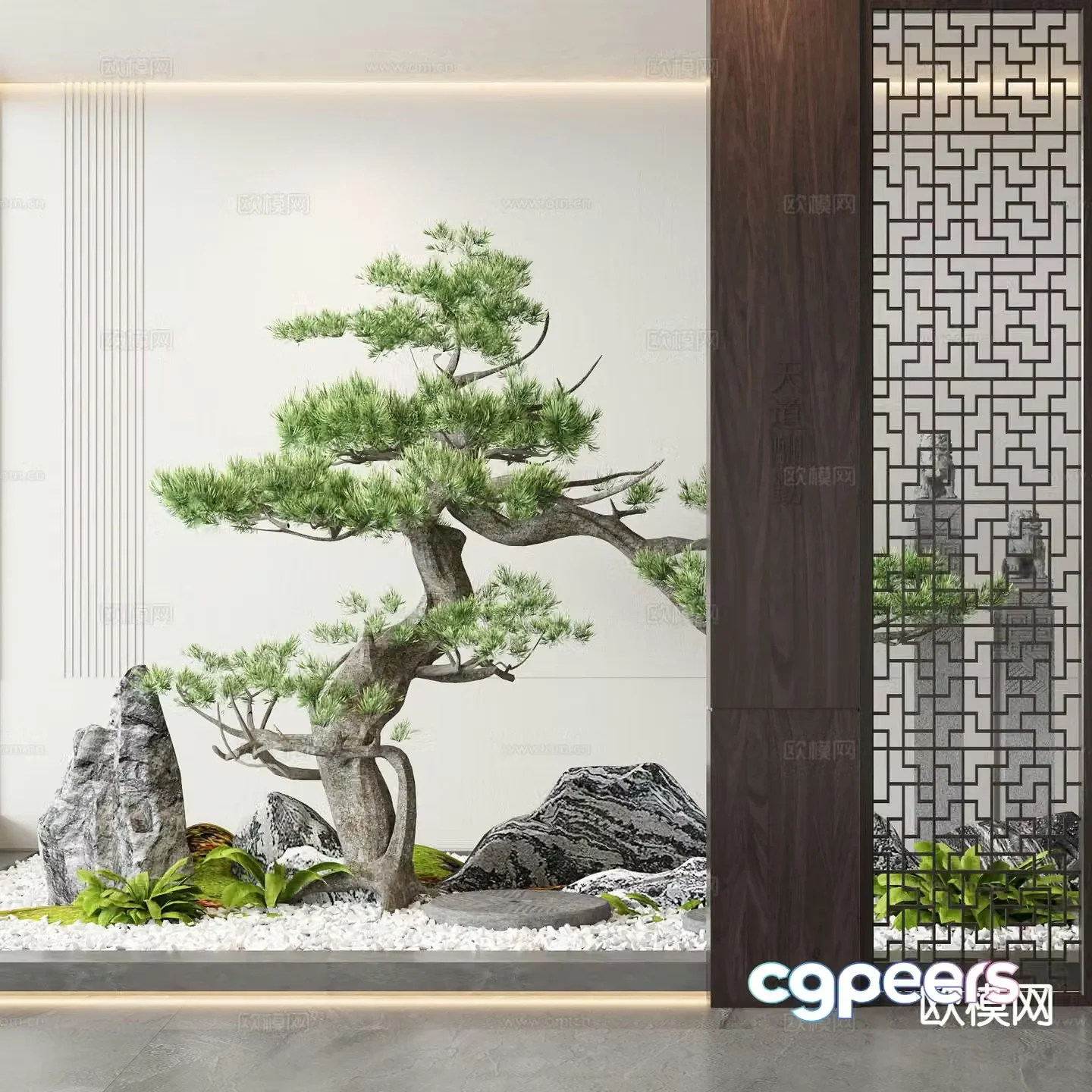 New Chinese style indoor landscape plant landscape 3D model