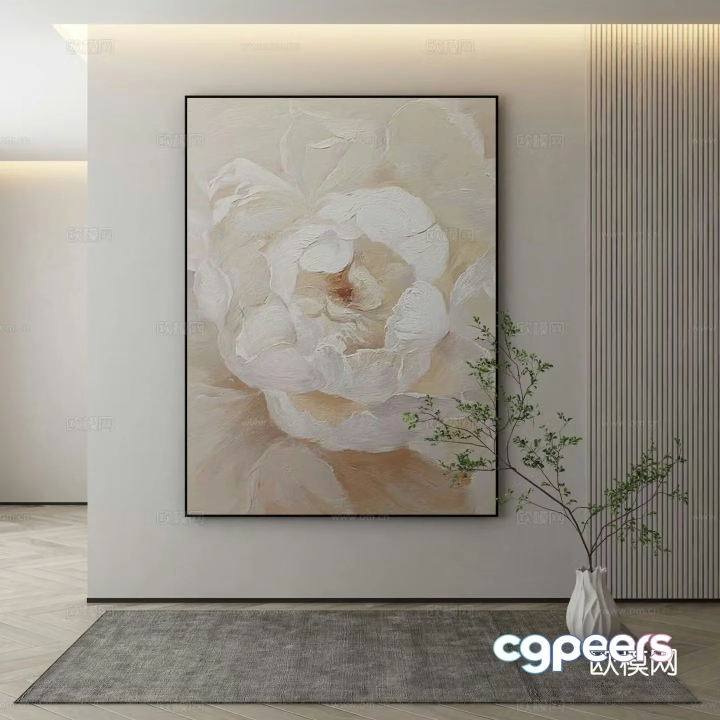 Modern decorative painting flower oil painting 3d model