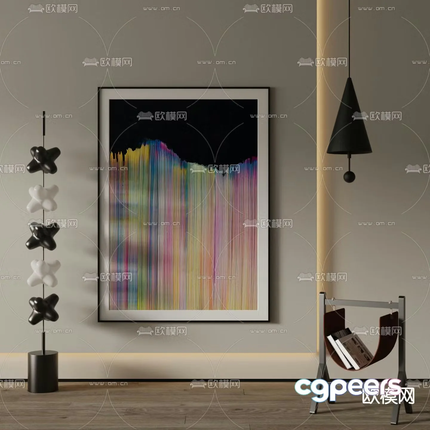Modern decorative painting Abstract painting Art hanging painting 3d model