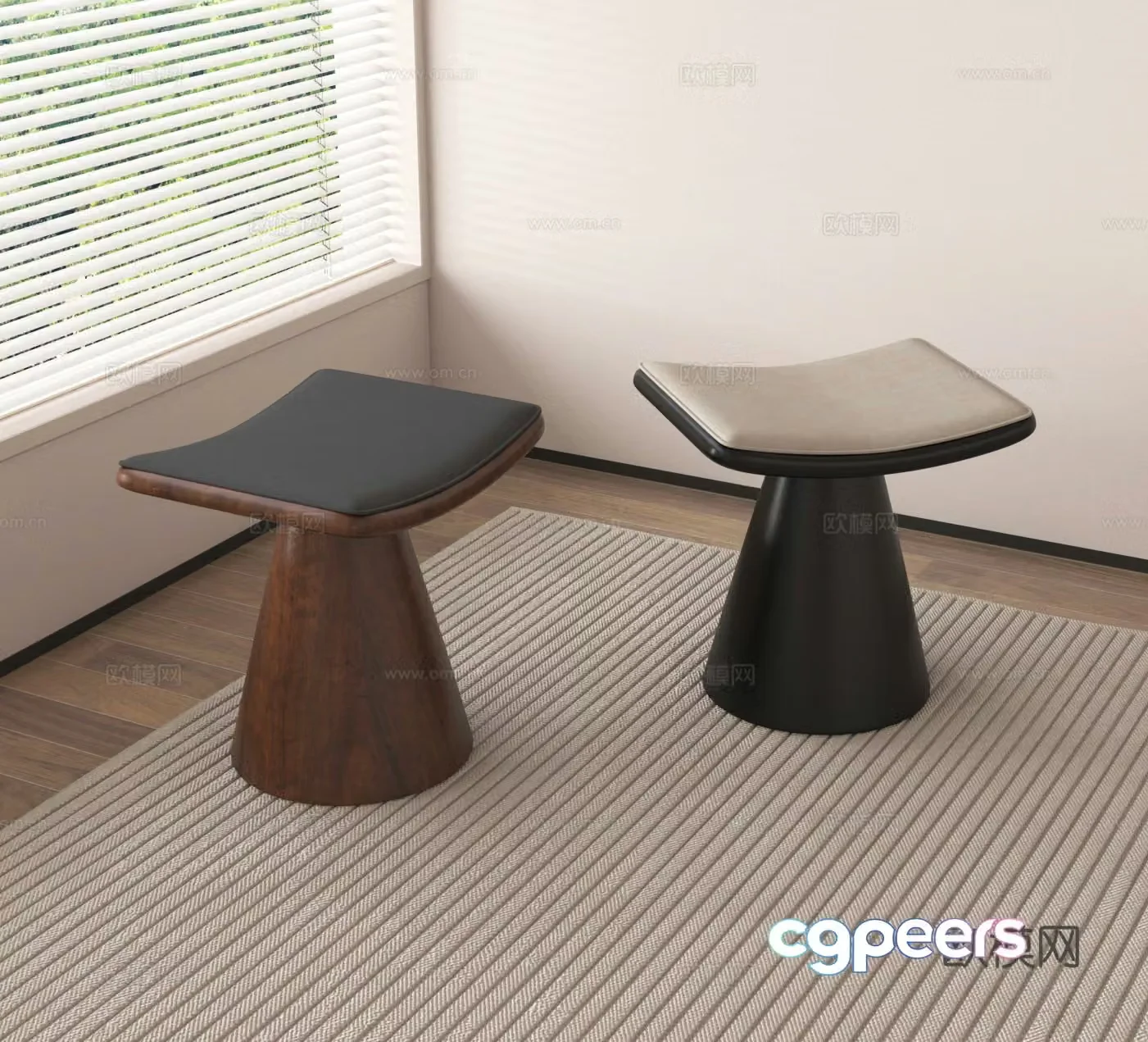 Stool low stool shoe changing stool 3d model