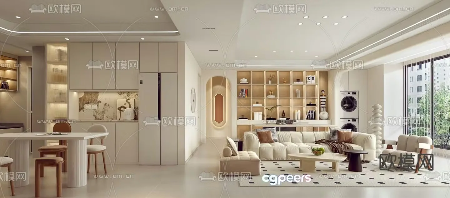 Creamy Style Restaurant 3D Model