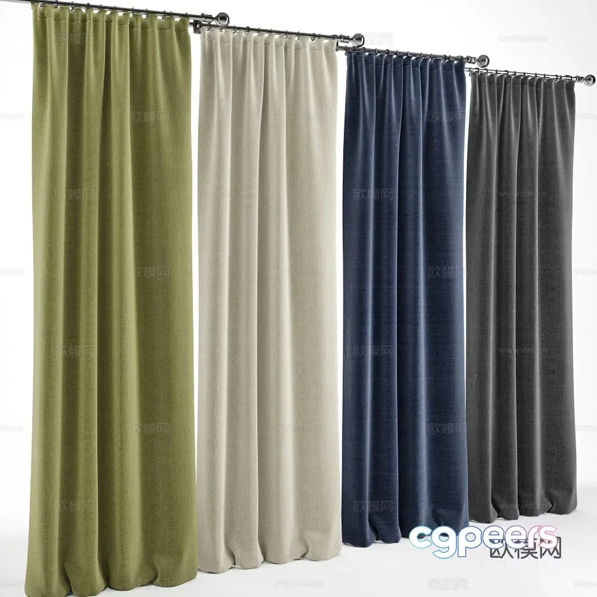 Modern Nordic curtains 3d model