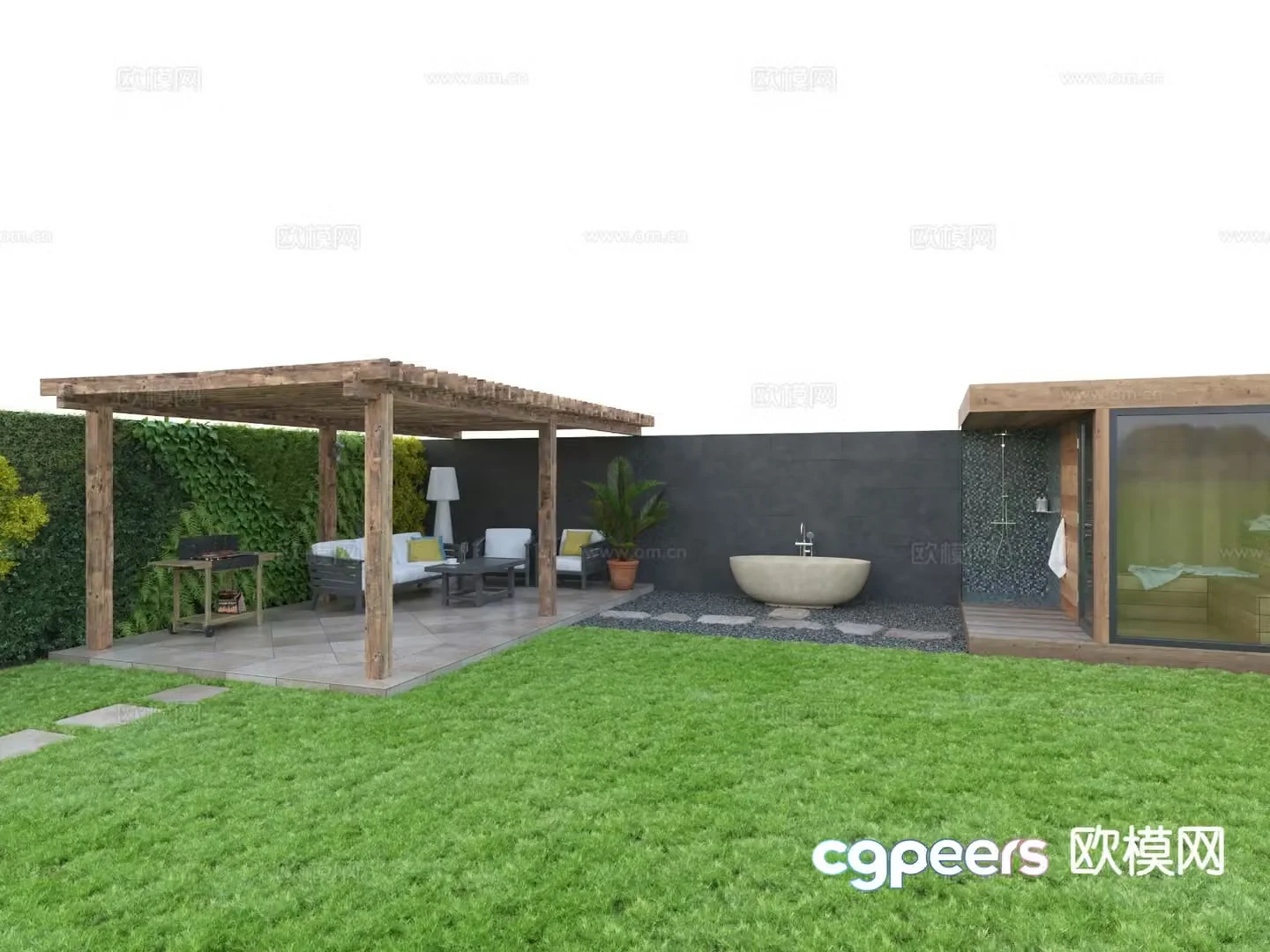 Modern leisure courtyard courtyard 3d model
