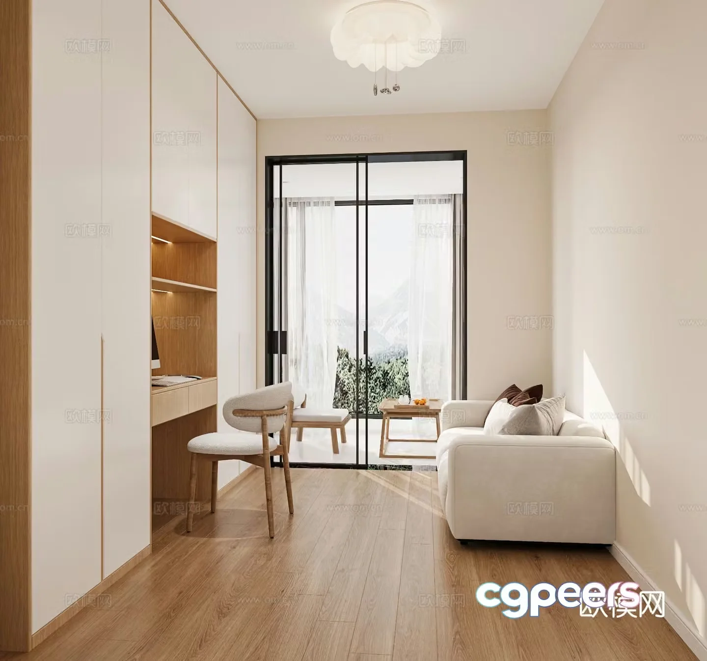 Modern study room 3d model