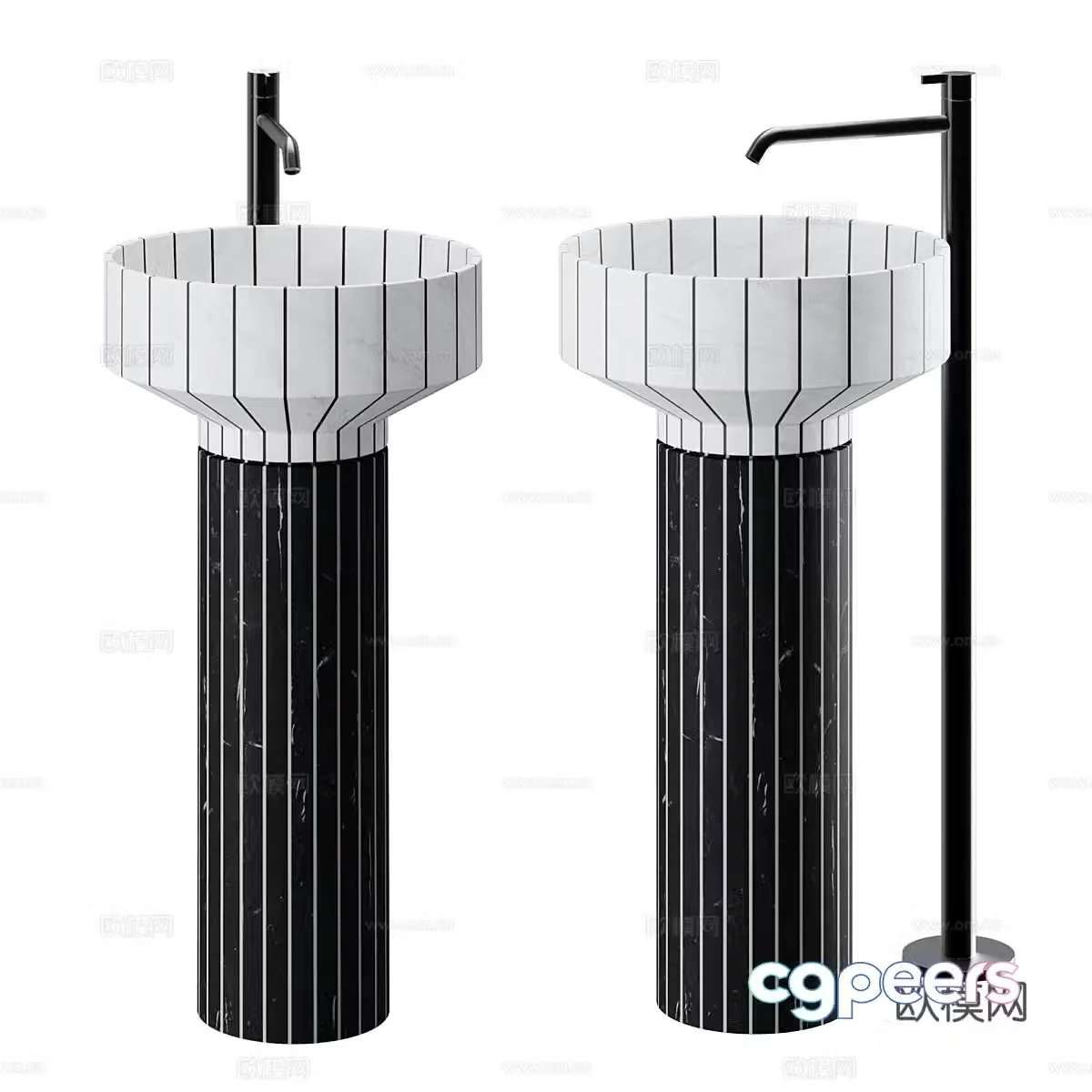 New Chinese style light luxury washbasin washbasin column basin 3D model
