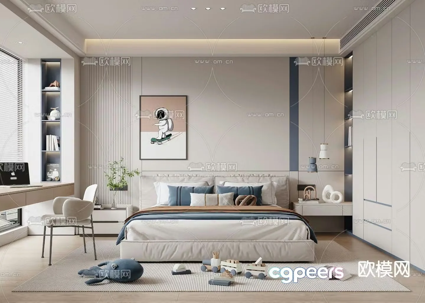 Modern bedroom boy room 3d model