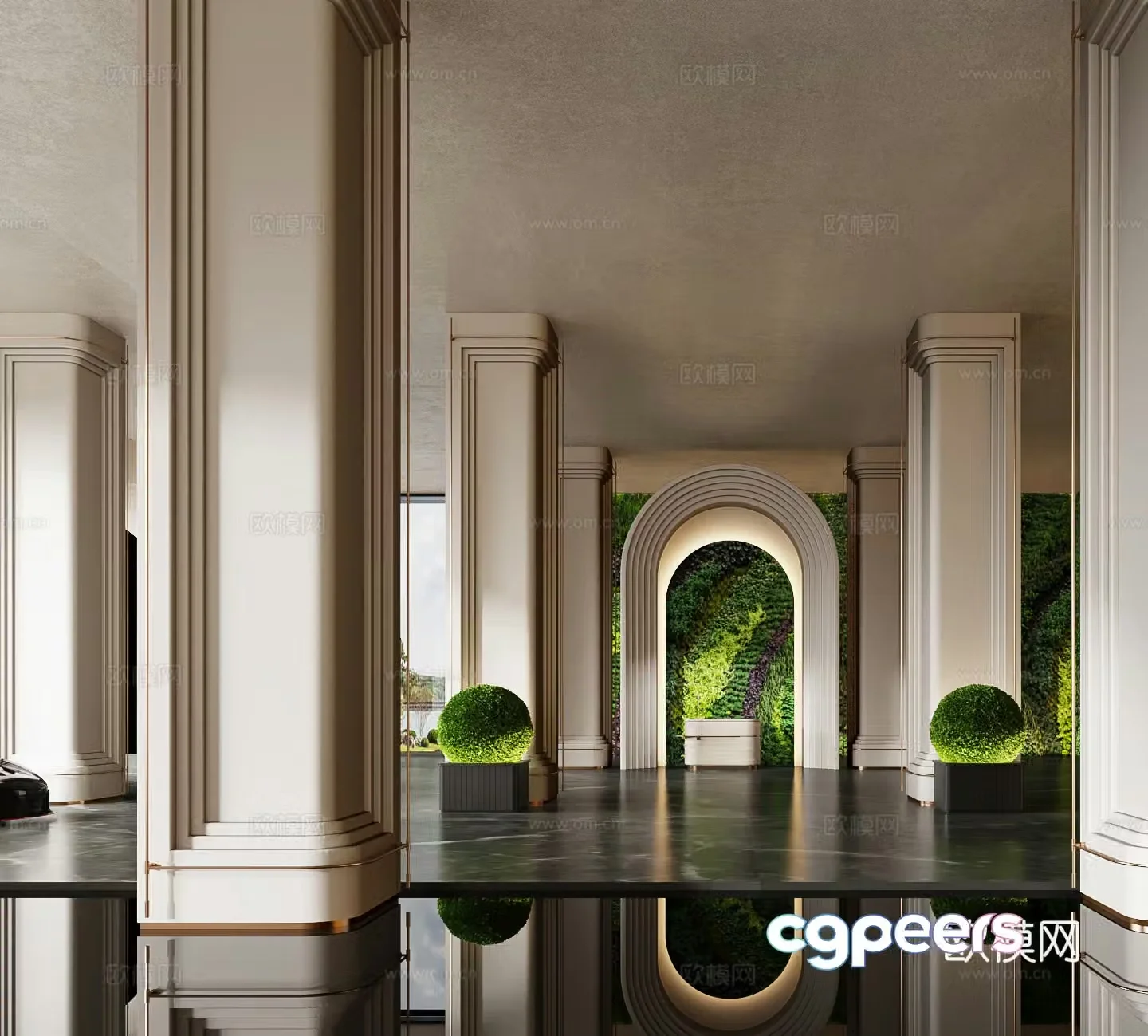 Modern hotel club entrance 3d model
