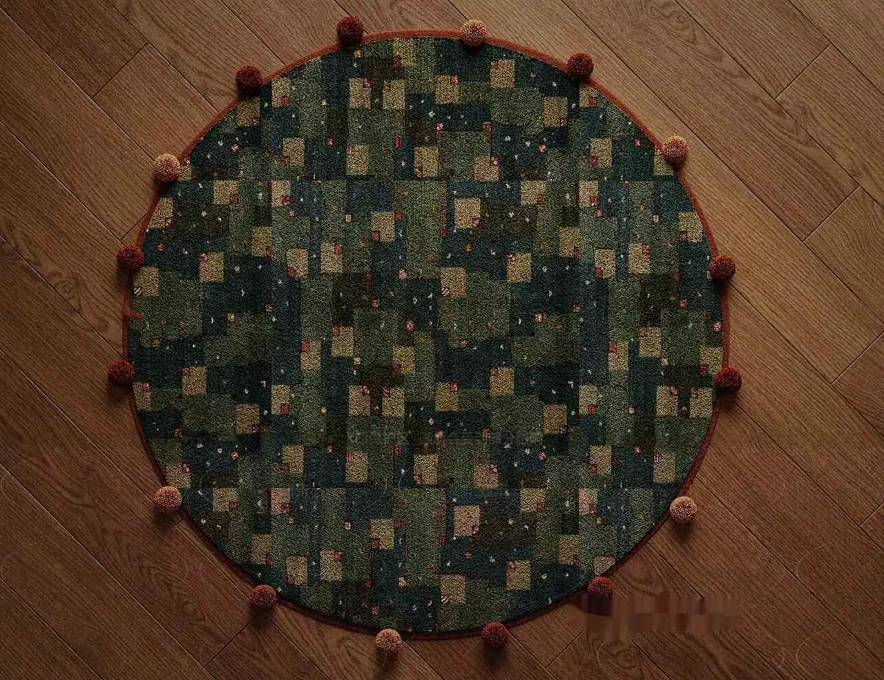 Green And Brown Rug With Pom-Poms 3D Model – 938 – CORONA Render