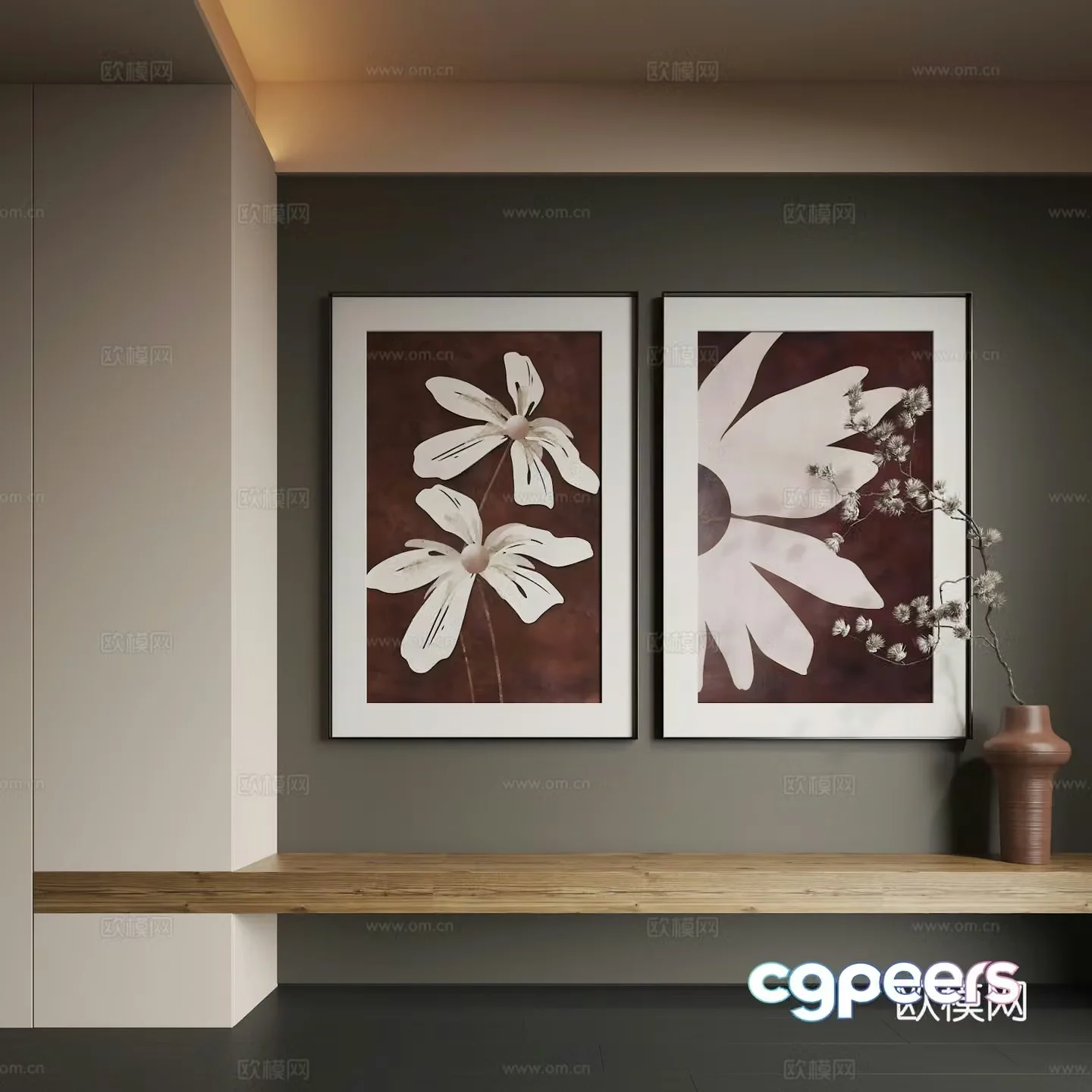 Modern hanging painting Modern abstract hanging painting Modern combination painting 3d model