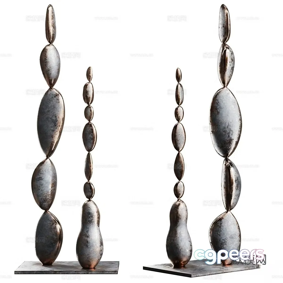 Modern sculpture art installation 3d model
