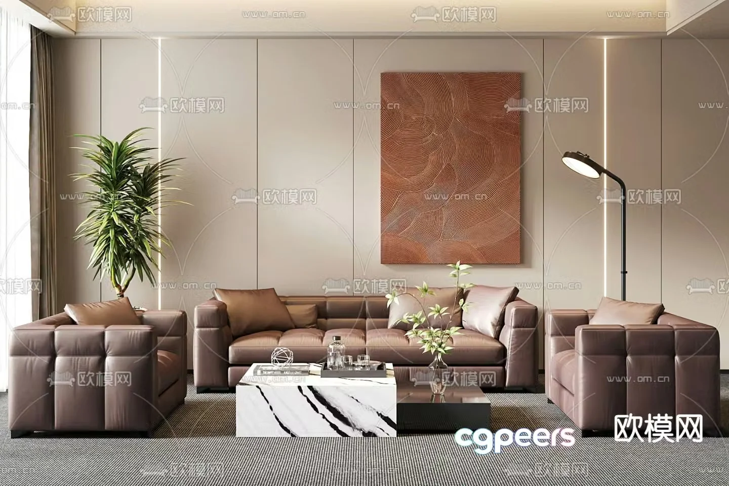 Sectional sofa office sofa 3d model