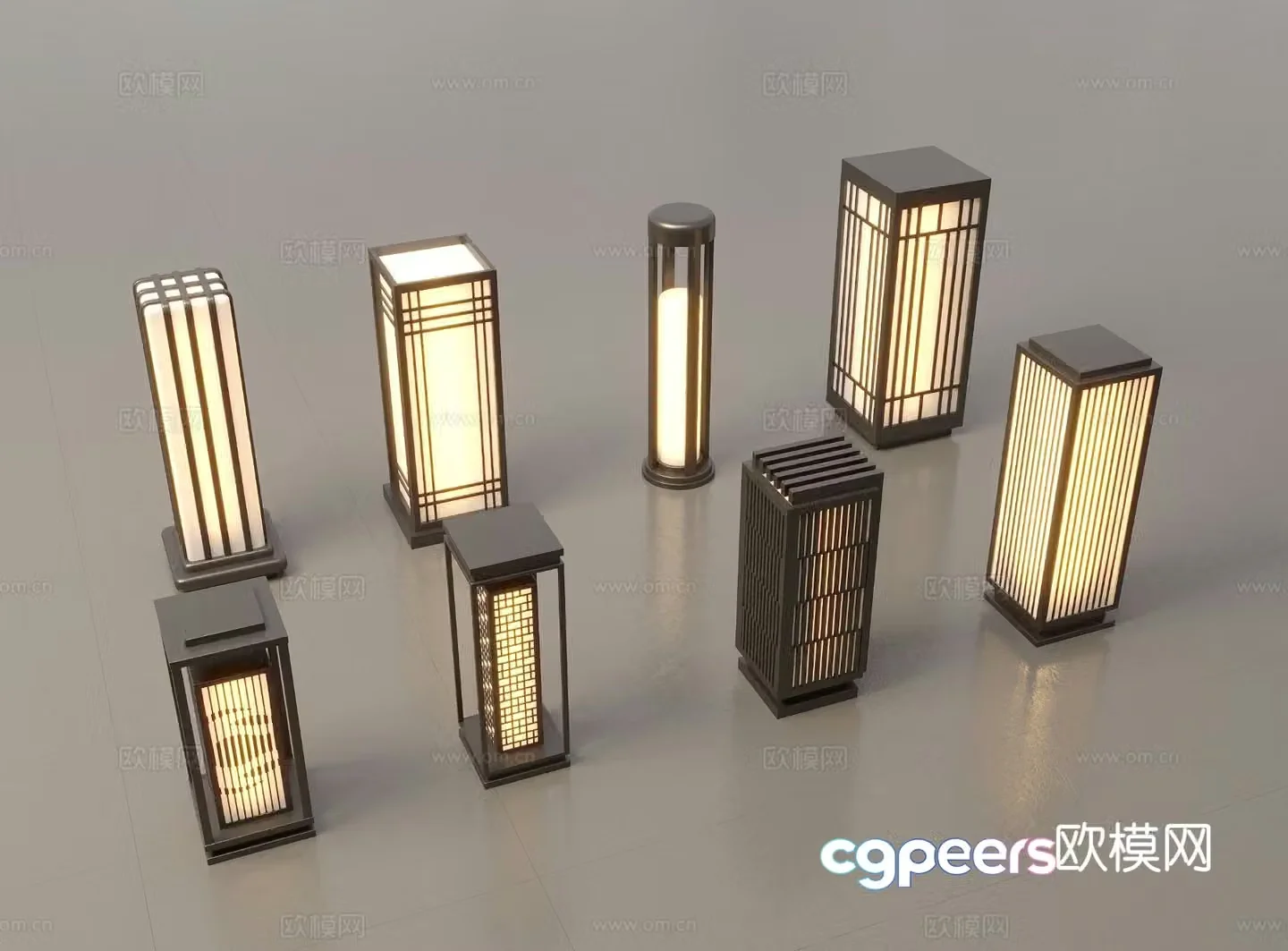 New Chinese-style landscape lights lawn lights garden lights outdoor lights 3D model
