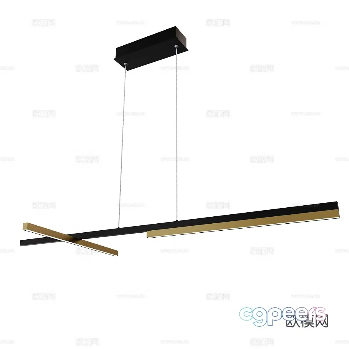 Modern strip chandelier simple long chandelier 3d model