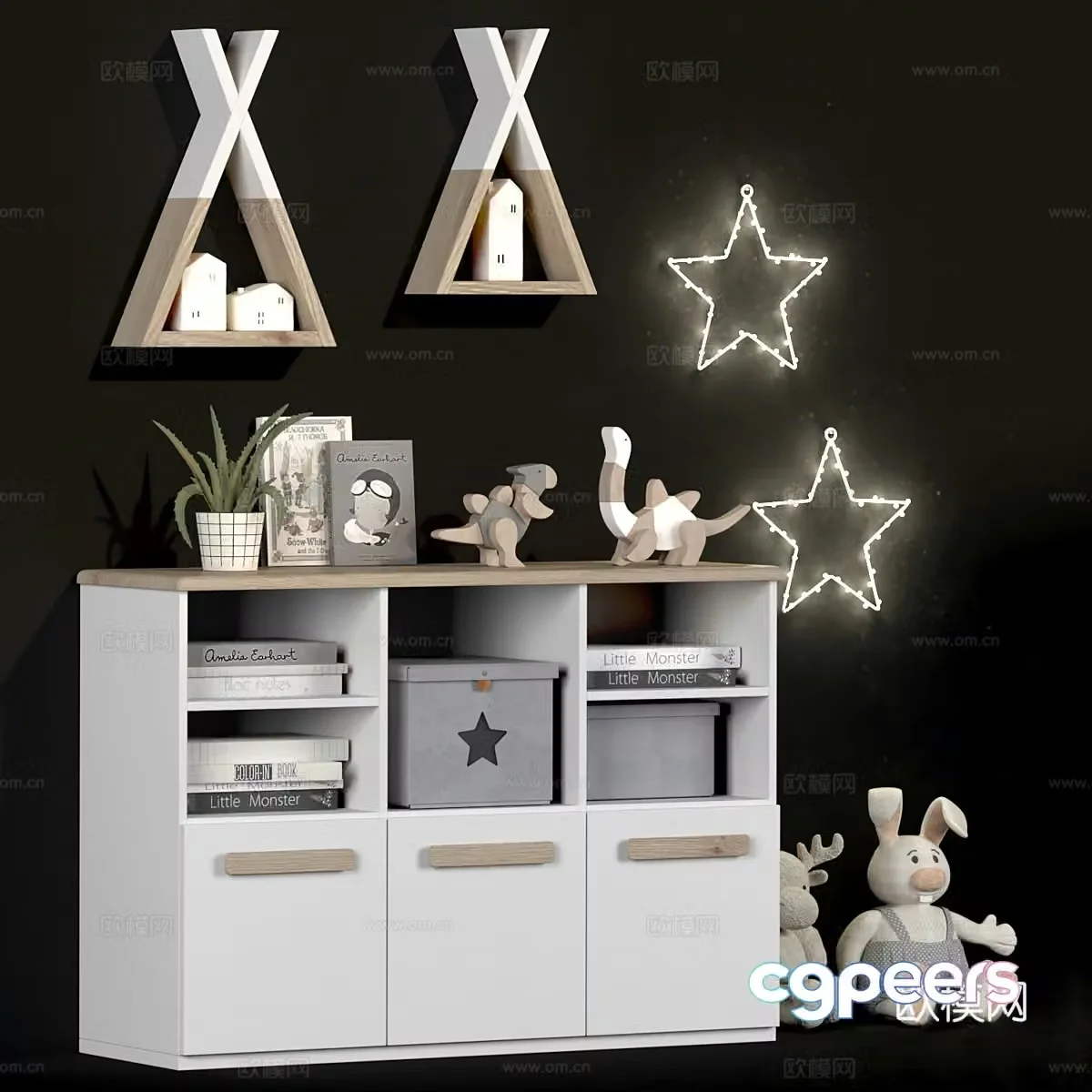 Nordic side cabinet shoe cabinet decorative cabinet 3d model