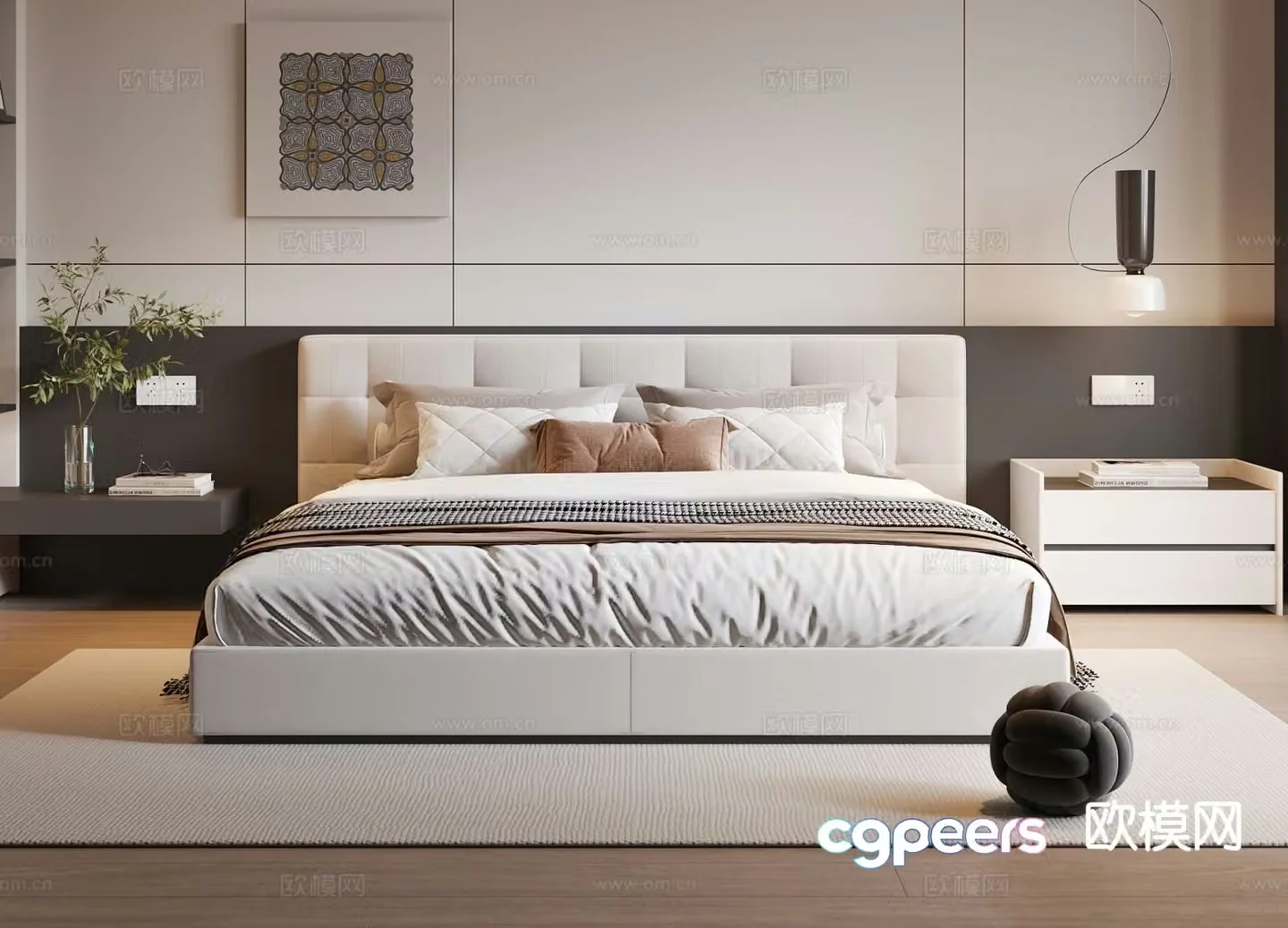 Modern double bed 3d model