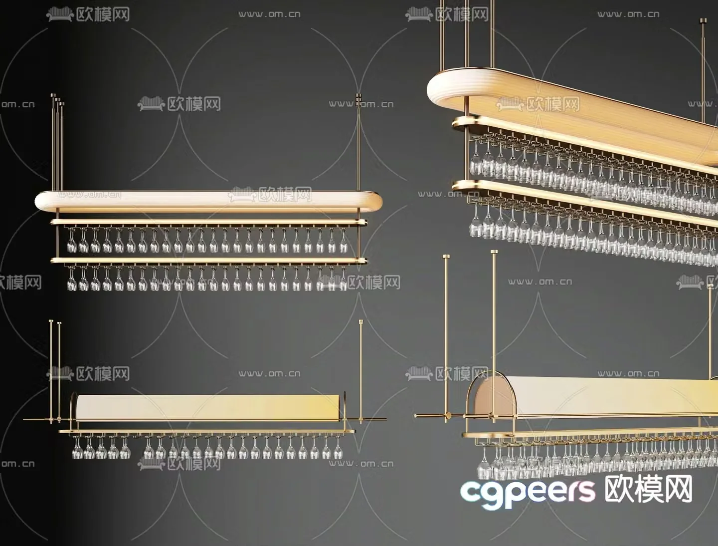 Light luxury wine rack wine glass hanger suspended wine rack 3D model