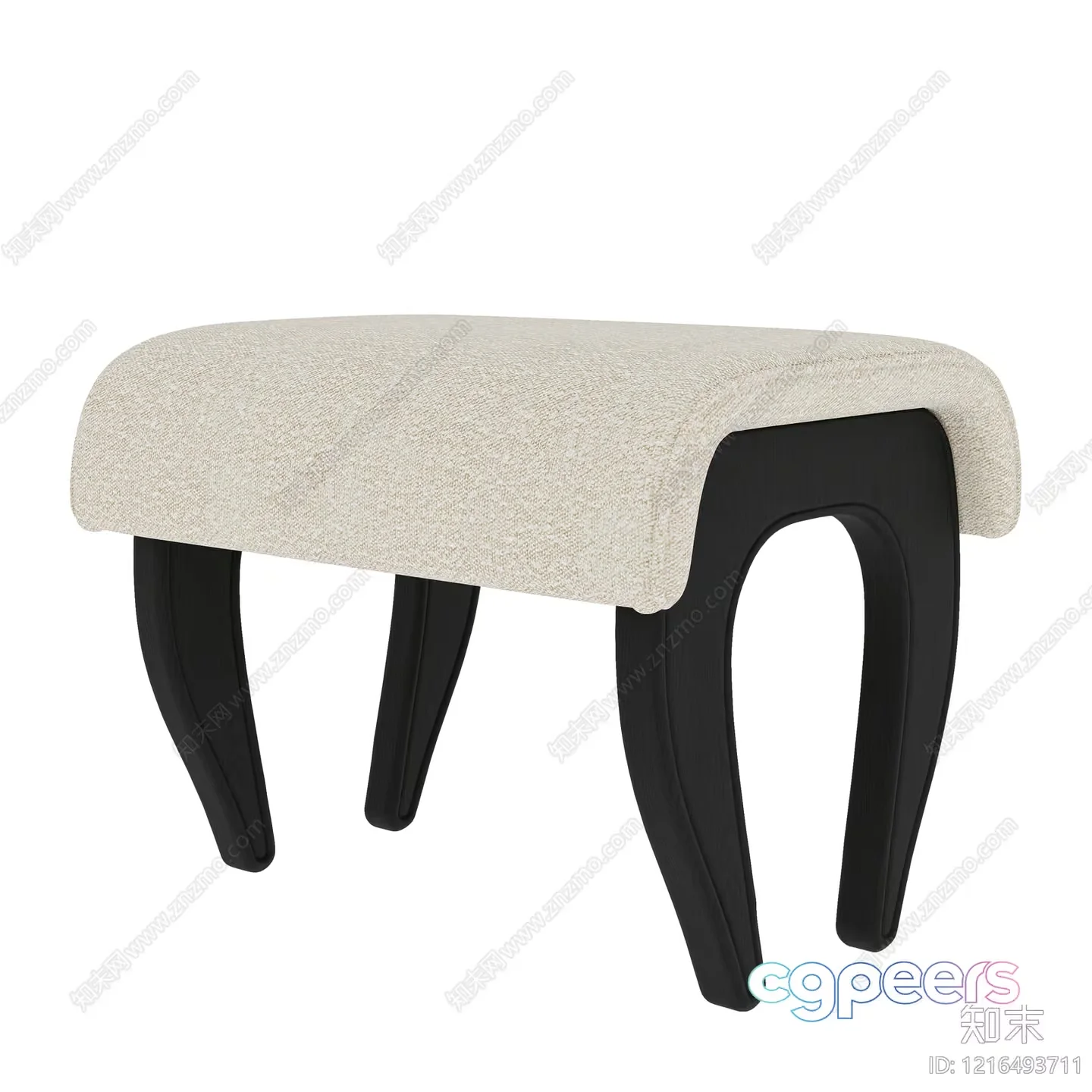 A Beige Stool With Black Legs 3D Model – 15797 – VRAY Render
