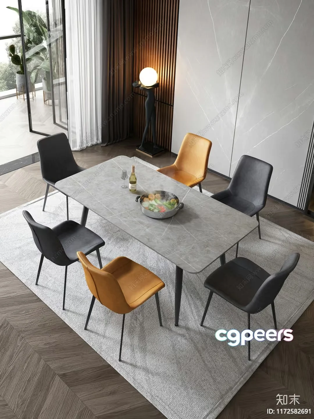 Modern Dining Table 3D Model – 4889 – VRAY Render