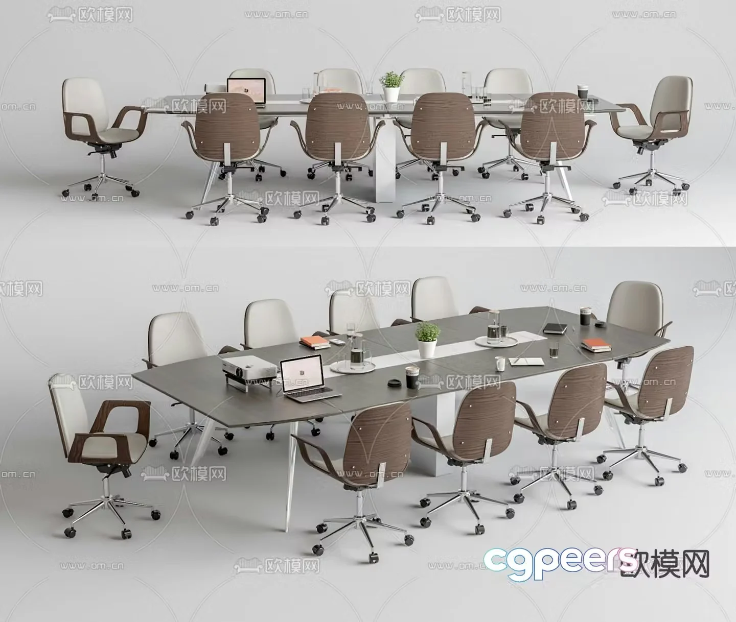 Modern conference table and chairs conference table 3d model