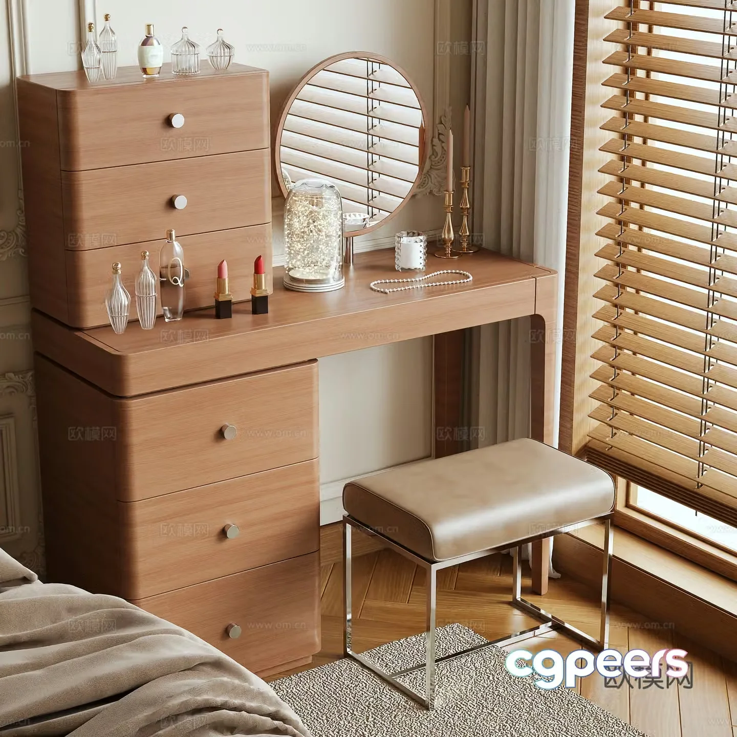 Log style dressing table 3d model