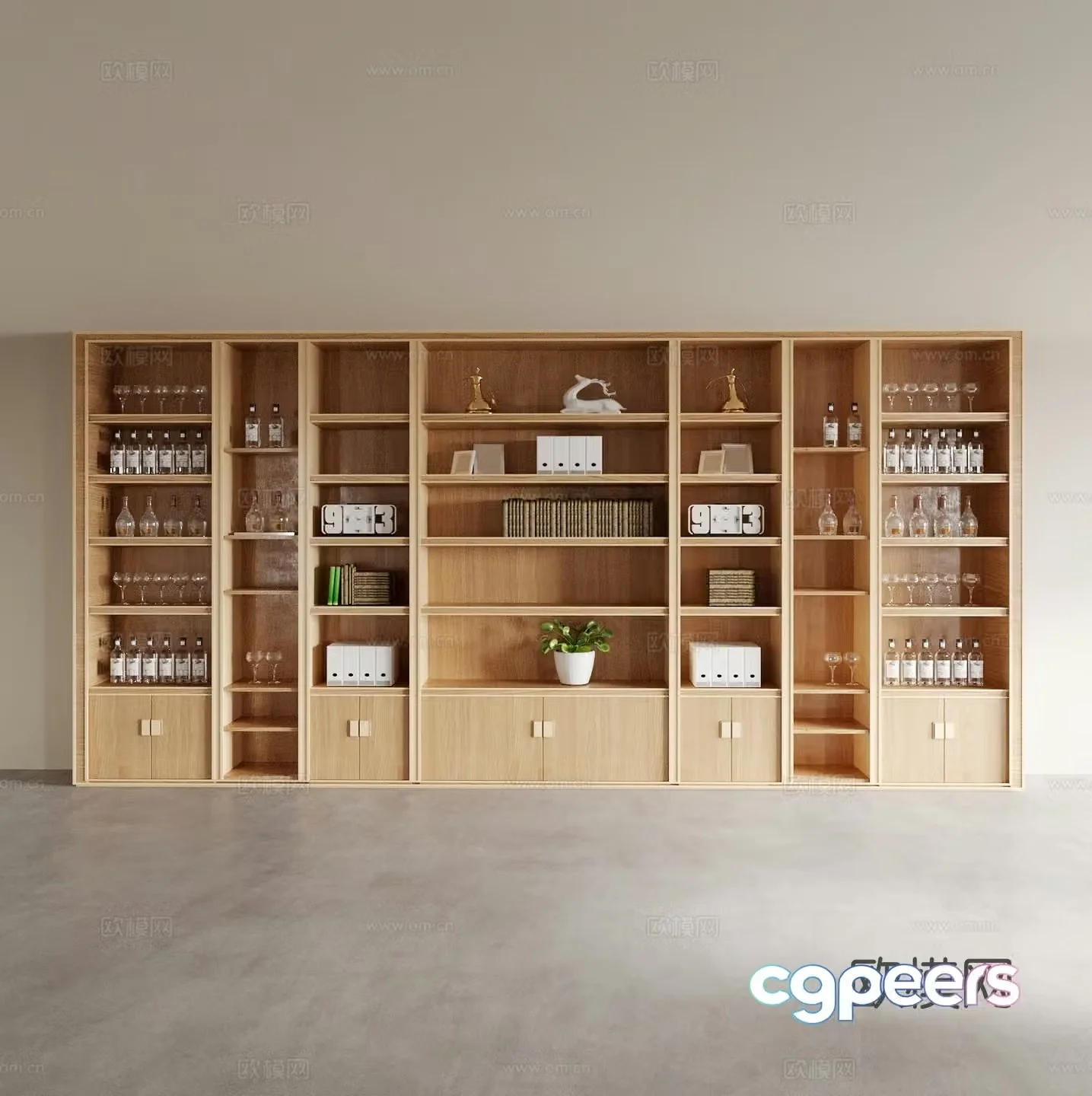 New Chinese style wine cabinet bookcase 3d model