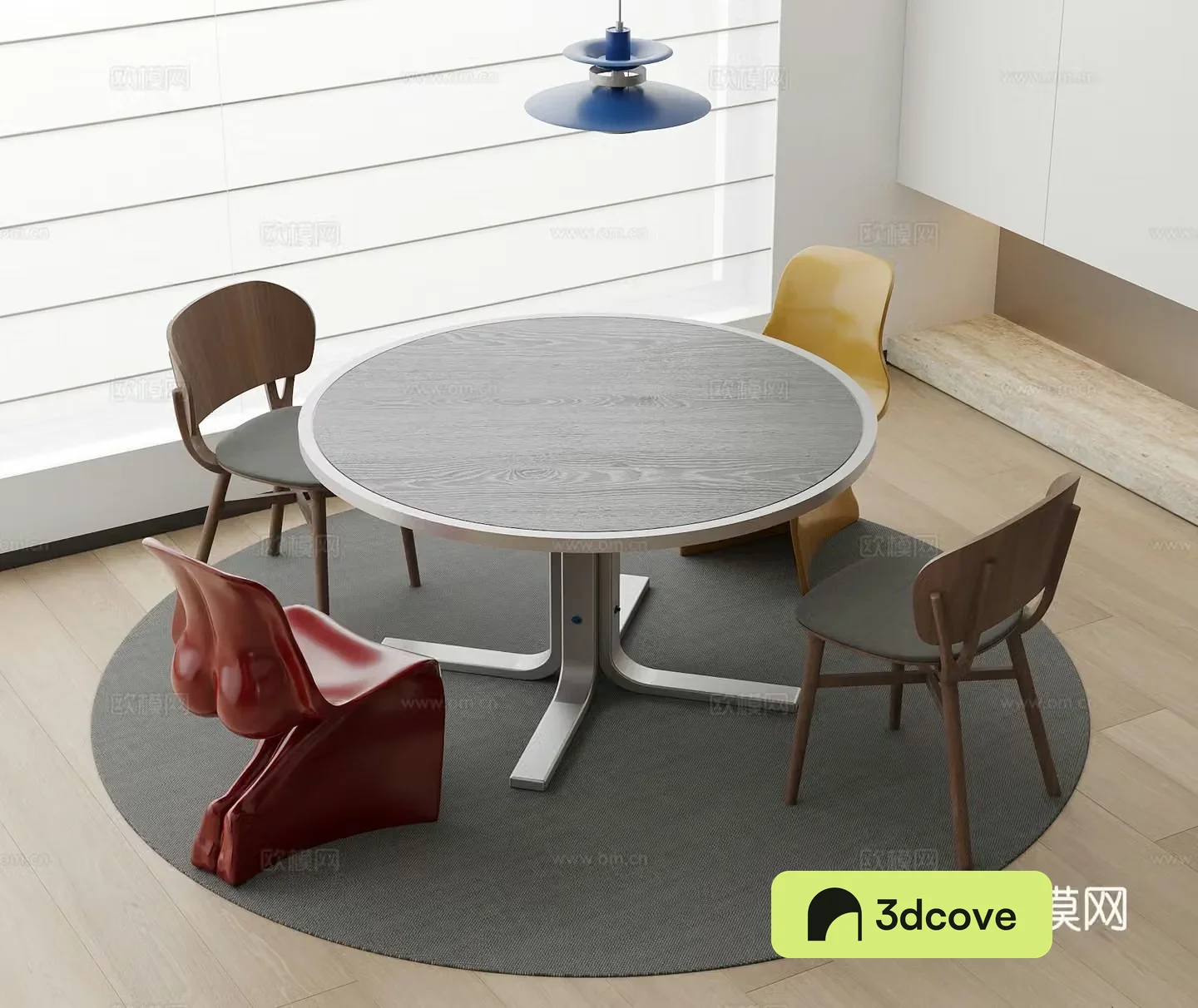 Medium cream style dining table and chair
