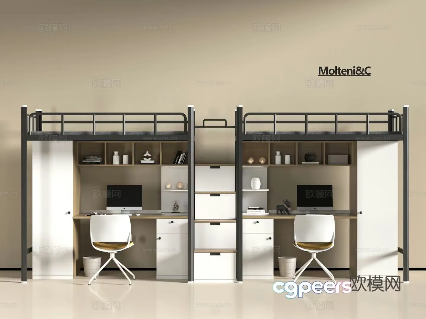 Modern dormitory bed 3d model