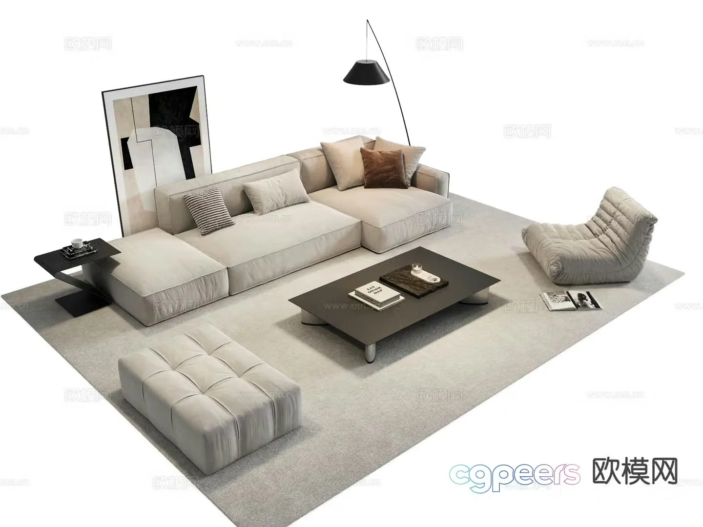 Modern sectional sofa 3d model