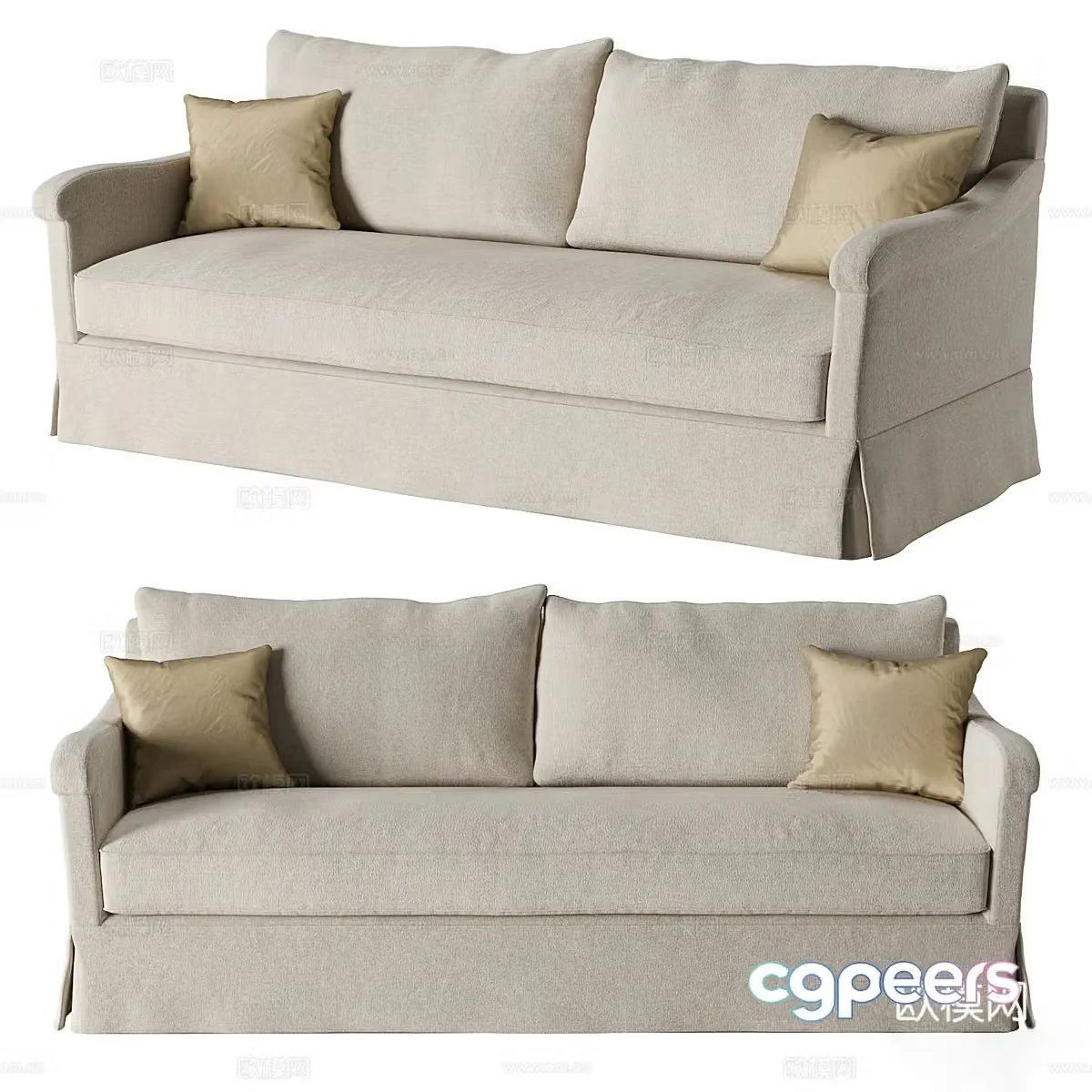 Modern fabric double sofa 3d model