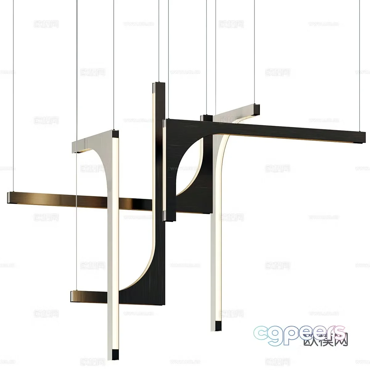 Modern light luxury metal decorative chandelier 3d model