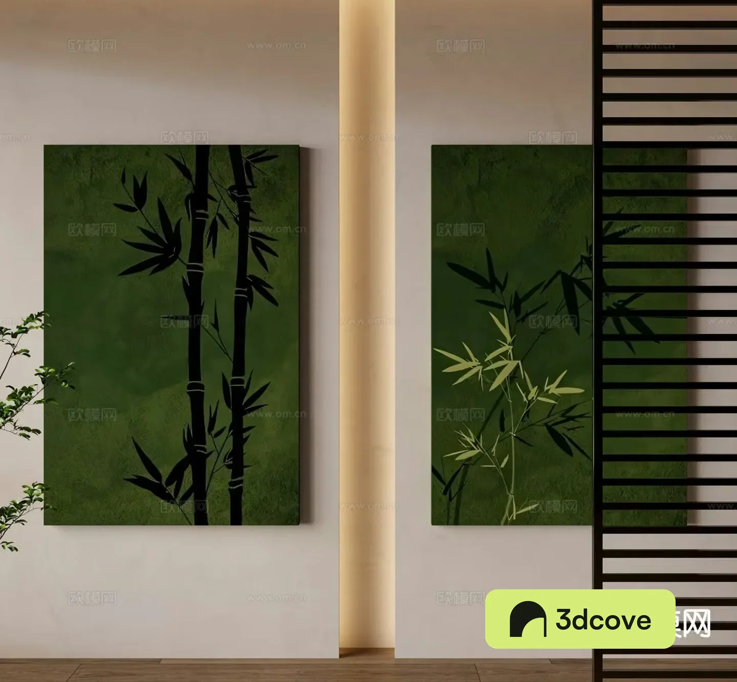 Medieval style bamboo painting decorative painting
