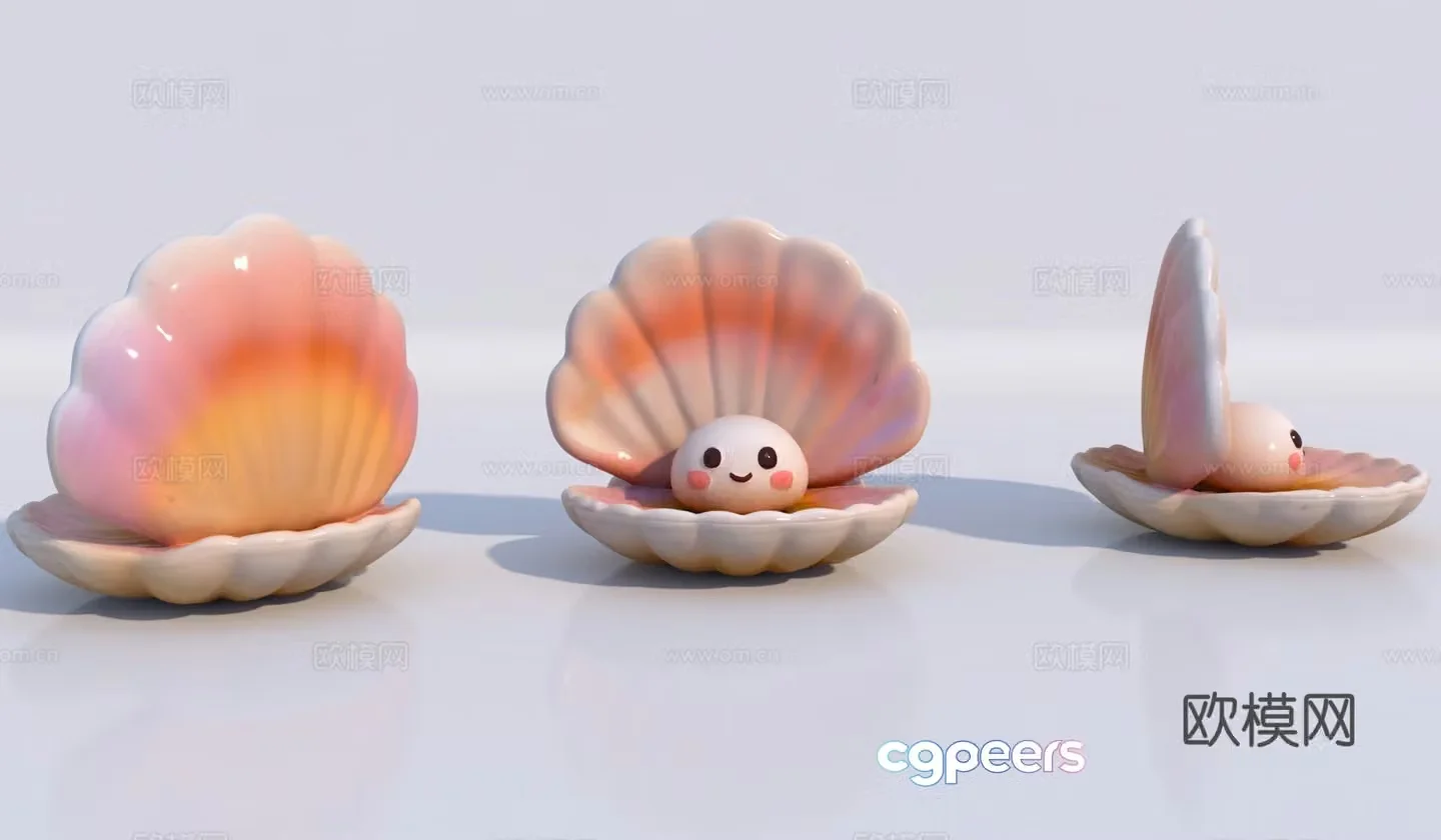 Modern scallop sculpture sketch 3d model