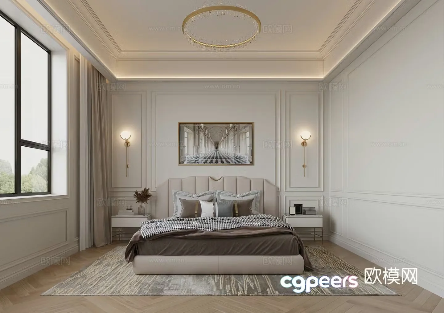 Simple European bedroom 3d model