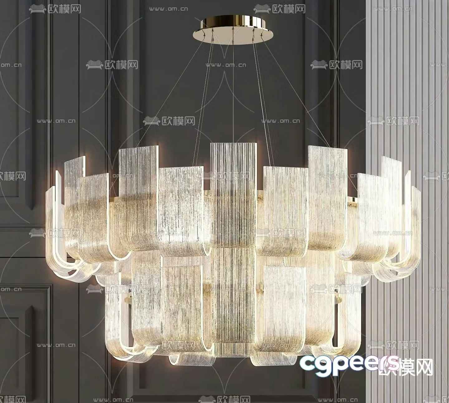 Light luxury chandelier crystal lamp 3d model