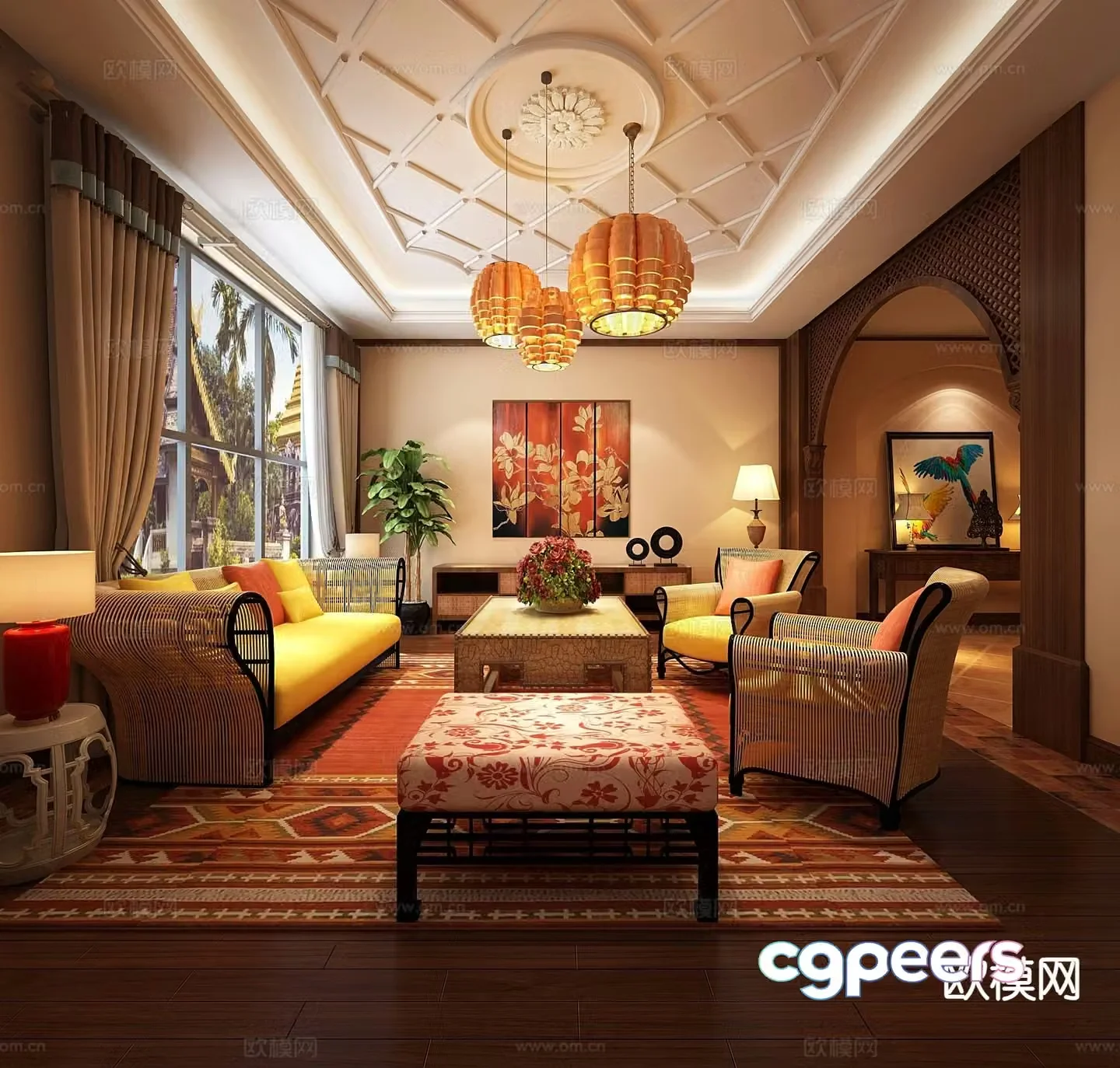 Southeast Asian living room 3d model