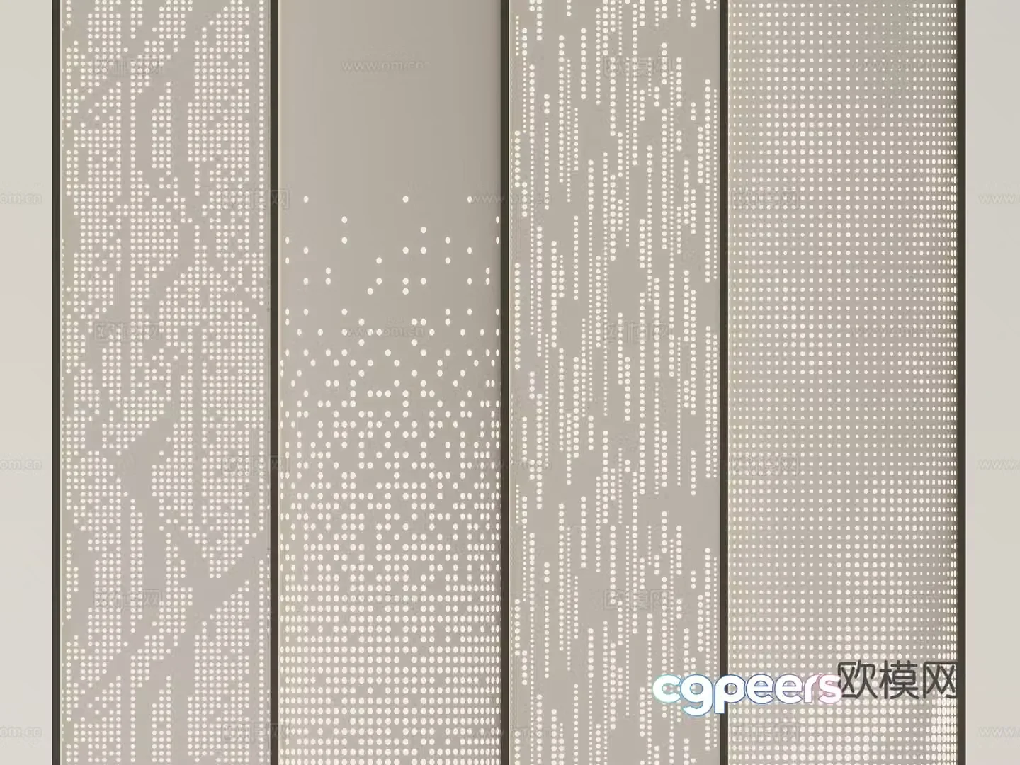 Modern perforated aluminum plate luminous column styling column aluminum veneer 3D model