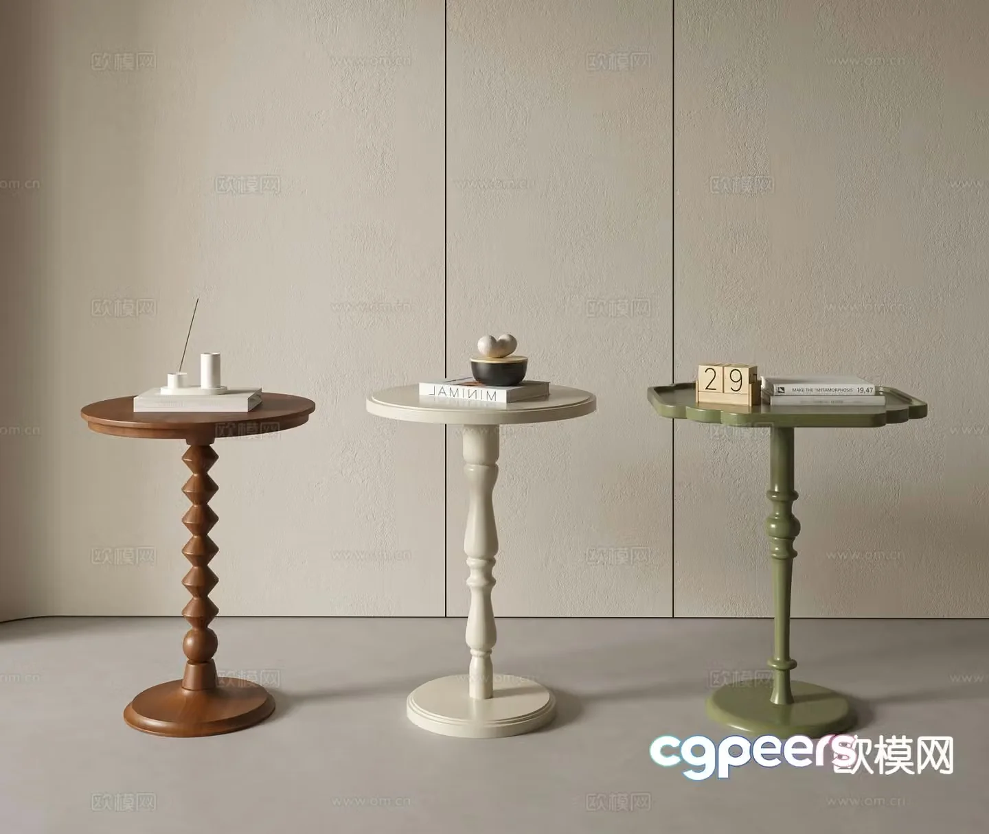 French side table corner table 3d model
