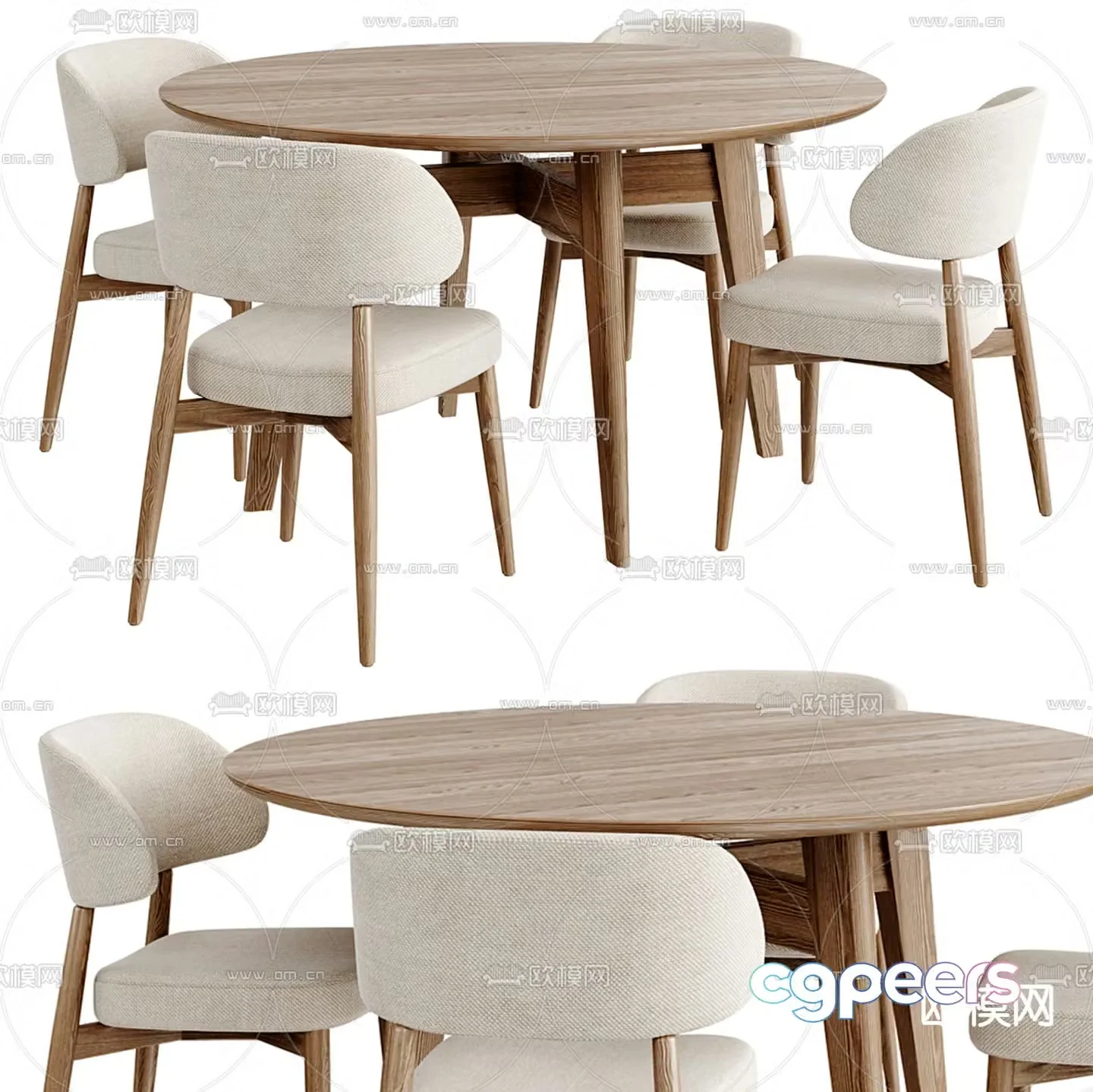 Dining table and chairs 3d model