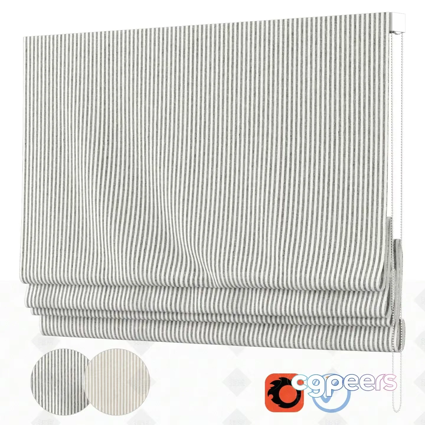 A Striped Curtain 3D Model – 10893 – VRAY Render