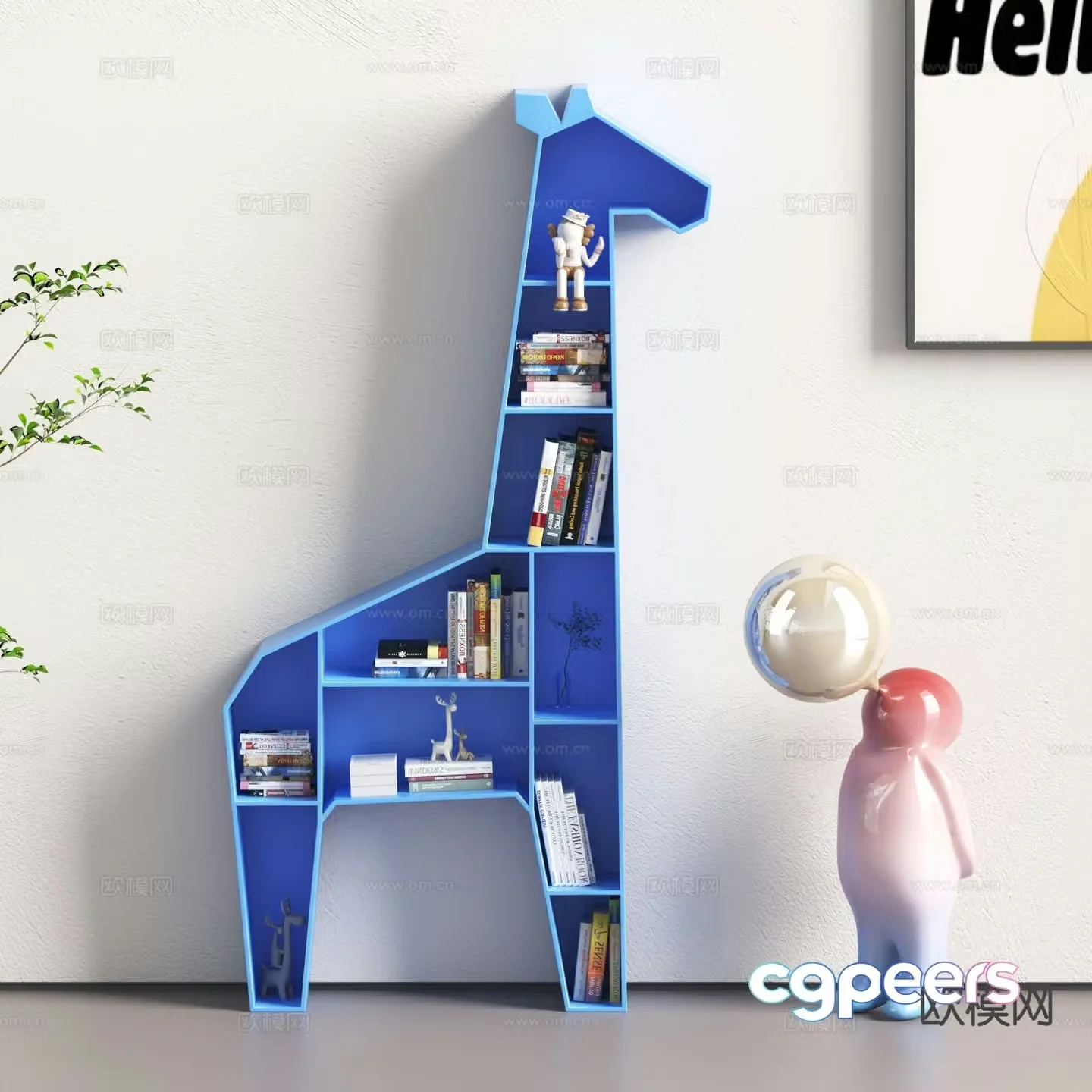 Animal shaped bookshelf children’s toy storage rack 3d model