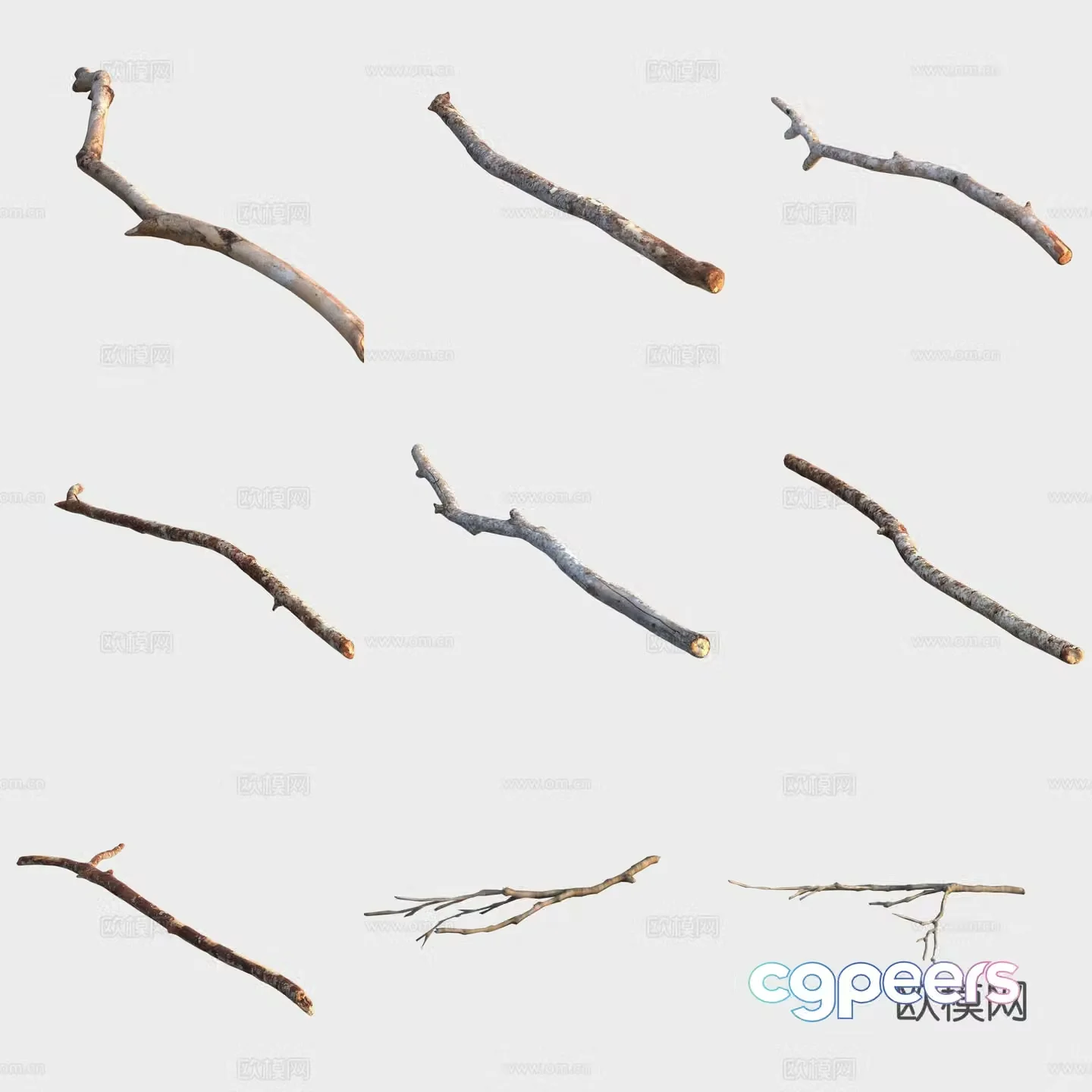 Trunk branch stump dead wood 3d model