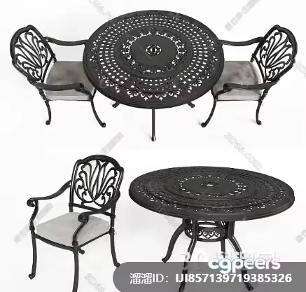 Metal Table And Chairs 3D Model – 17919 – VRAY Render