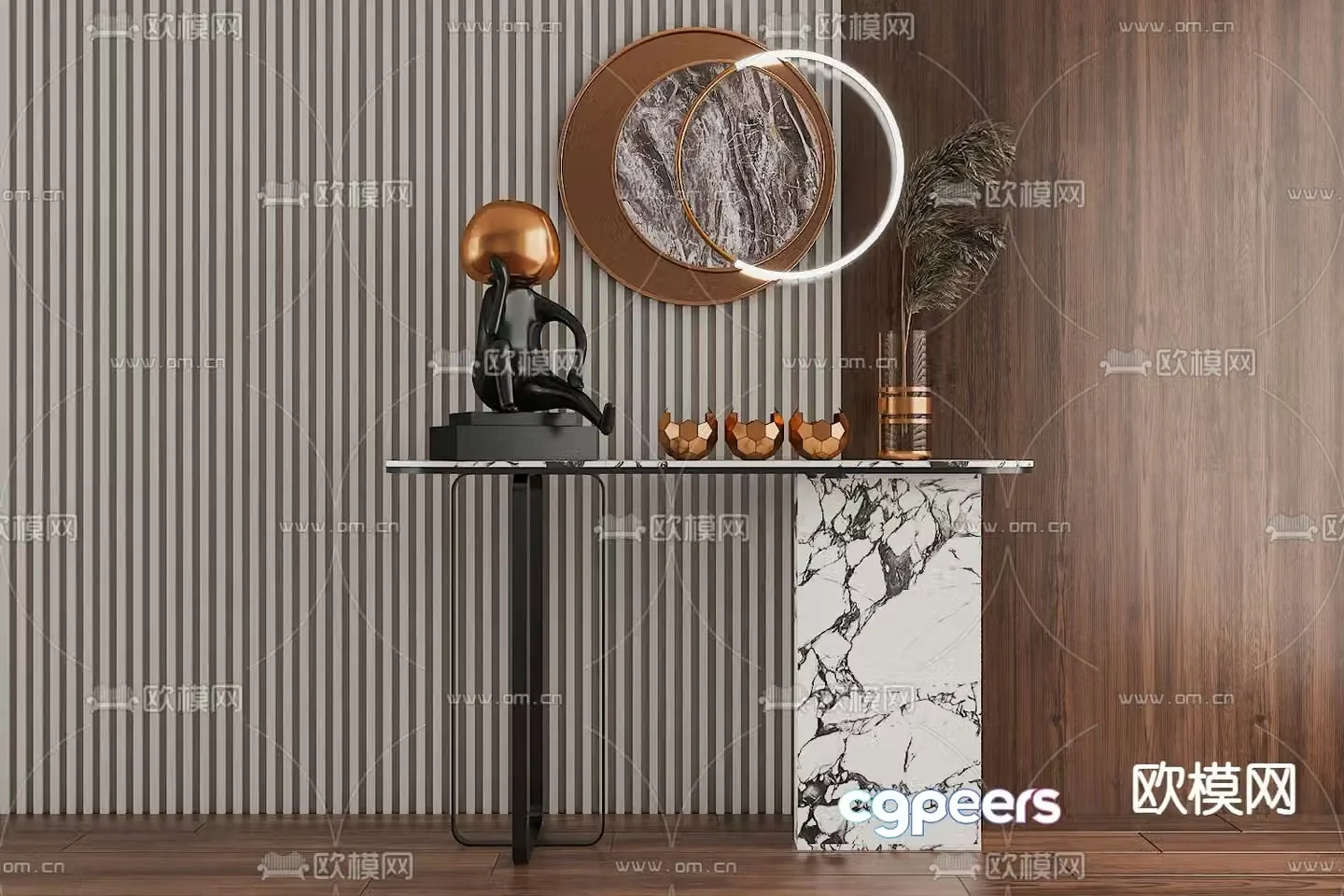Light luxury end view table 3D model