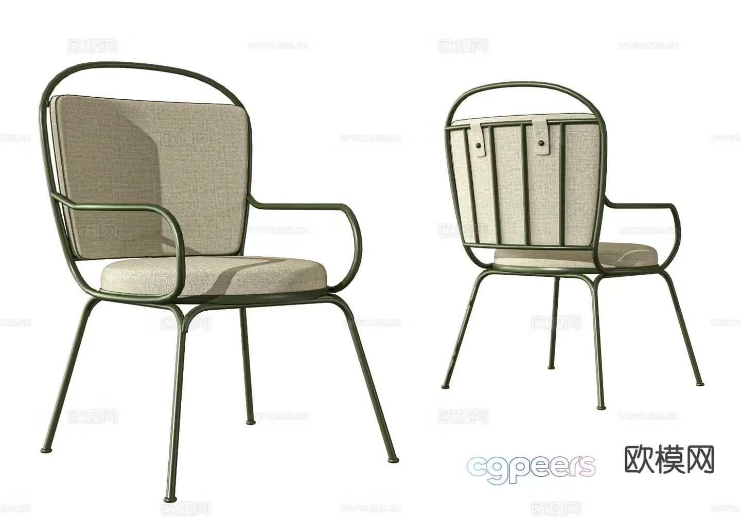 Outdoor wrought iron dining chair 3d model
