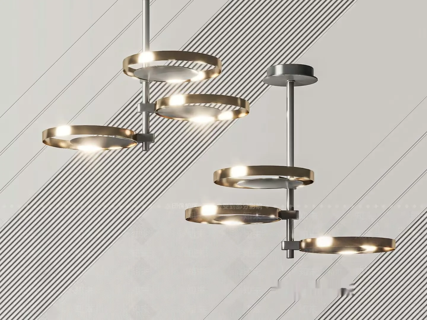 Gold Light Fixture 3D Model – 14058 – VRAY Render